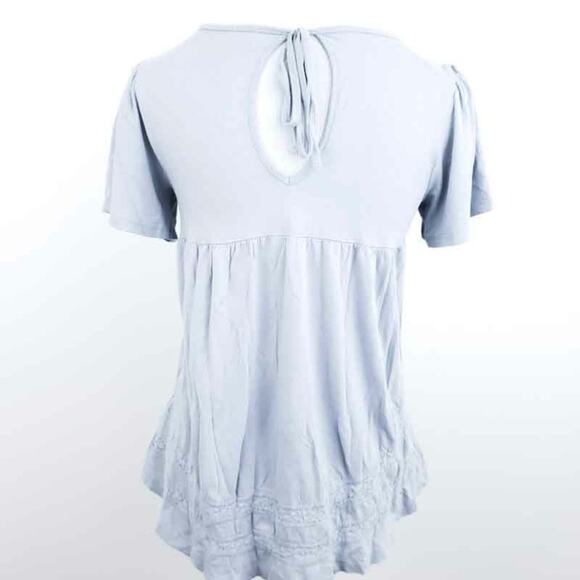 Cupio Embroidered Boho Shirt Short Sleeve Floral Women Small, Gray, Orange, Tan - Picture 3 of 9